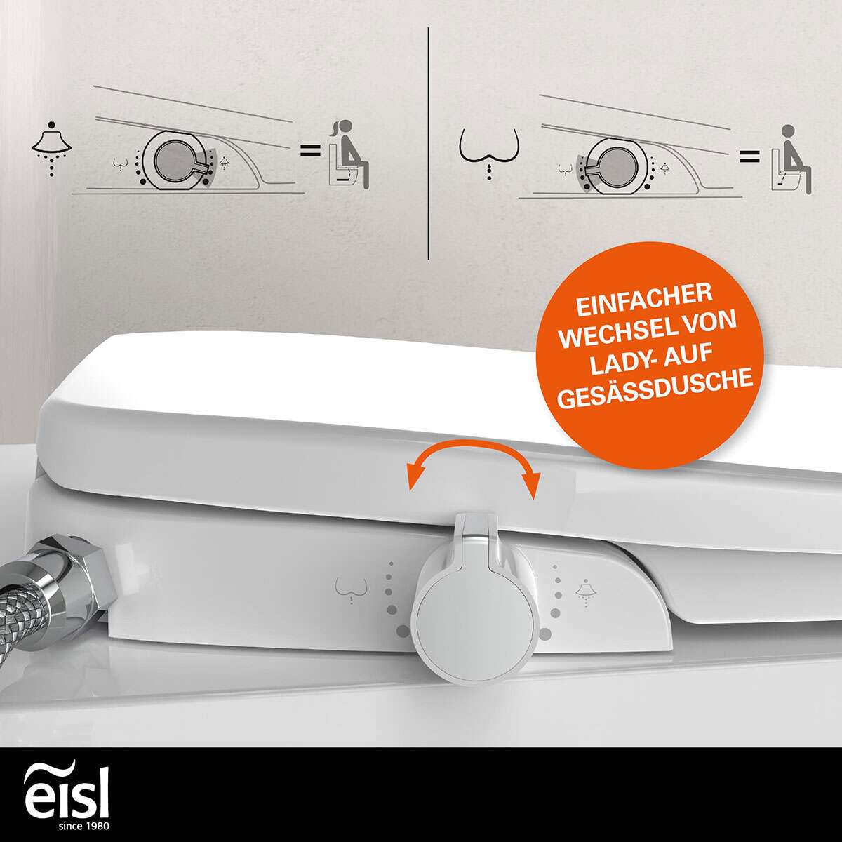 Eisl Dusch WC-Aufsatz, mit Absenkautomatik und Schnellverschluss EDDW01