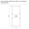 Wannenträger Atlanta Duo 190 cm aus Styropor Höhe 570 mm